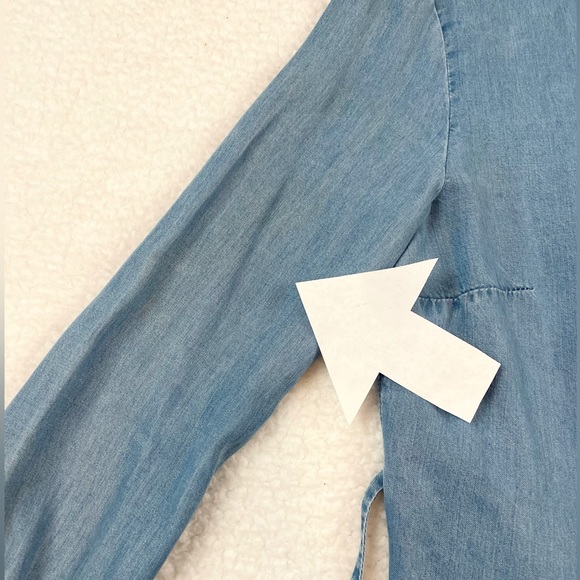 MICHAEL KORS COLLECTION • Chambray Denim Tie Waist Mini Dress - Picture 12 of 16